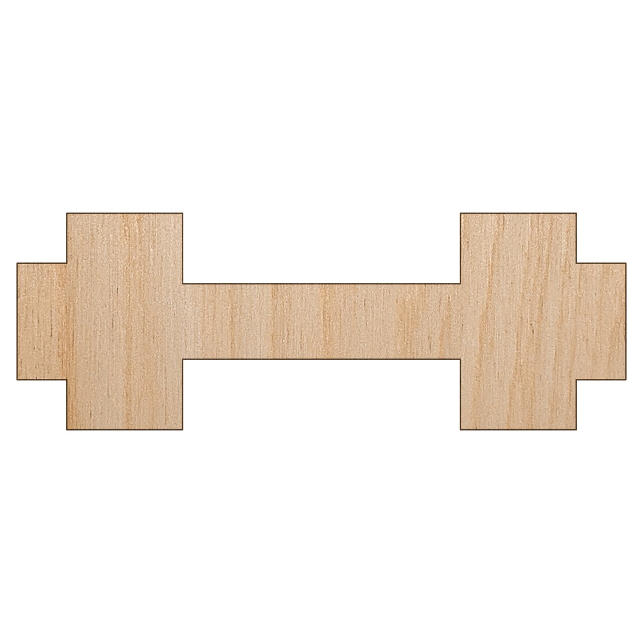 Dumbbell Barbell Weight Lifting Solid Unfinished Wood Shape Piece Cutout for DIY Craft Projects